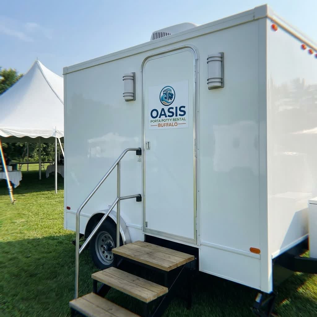 Luxury Restroom Trailer by Oasis Porta Potty Rental Buffalo